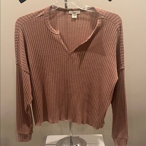 Billabong Dusty Pink Ribbed Long Sleeve Top